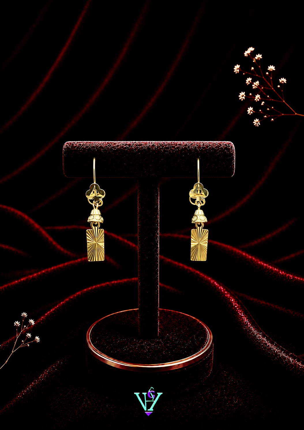 1.410 Gram Classic 916 Gold Earrings for Women | VH Jewels