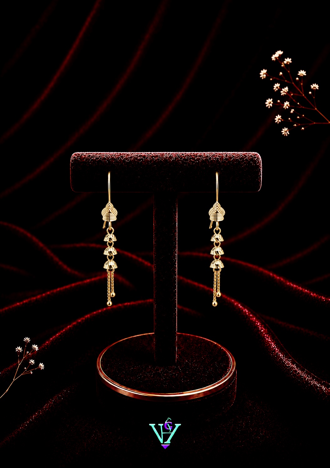1.420 Gram Premium 916 Gold Earrings for Women | VH Jewels