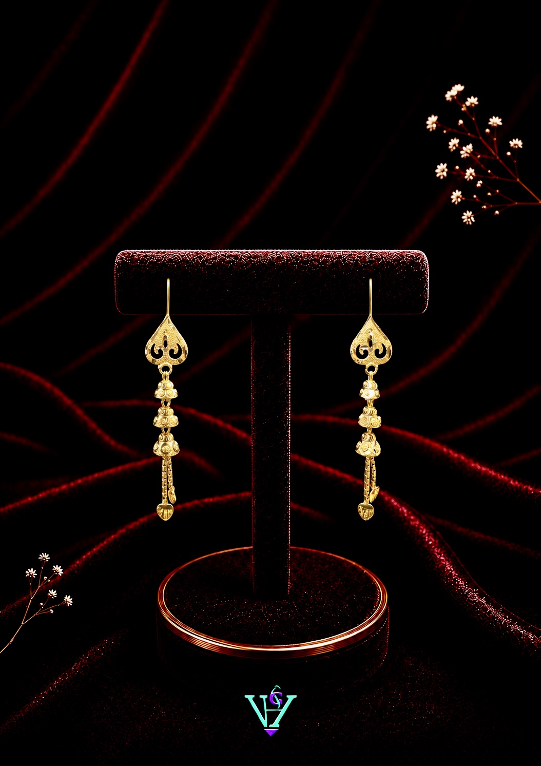 1.700 Gram Traditional 916 Gold Earrings for Women | VH Jewels