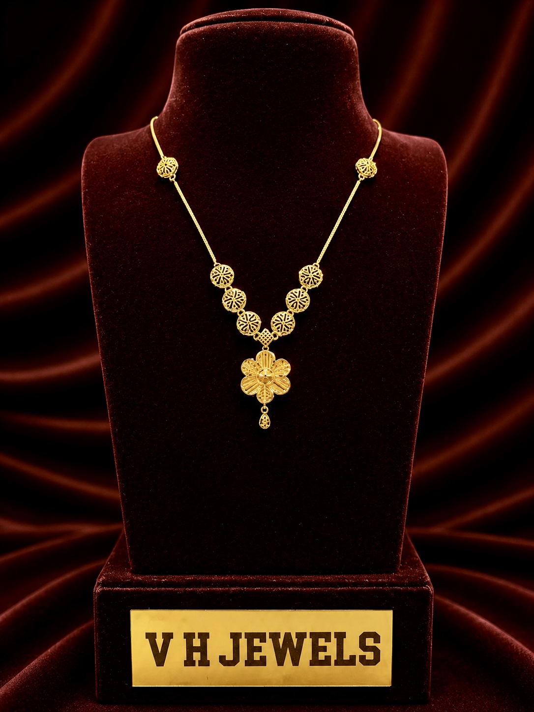 10.070 Gram Heritage 916 Gold Necklace for Women | VH Jewels