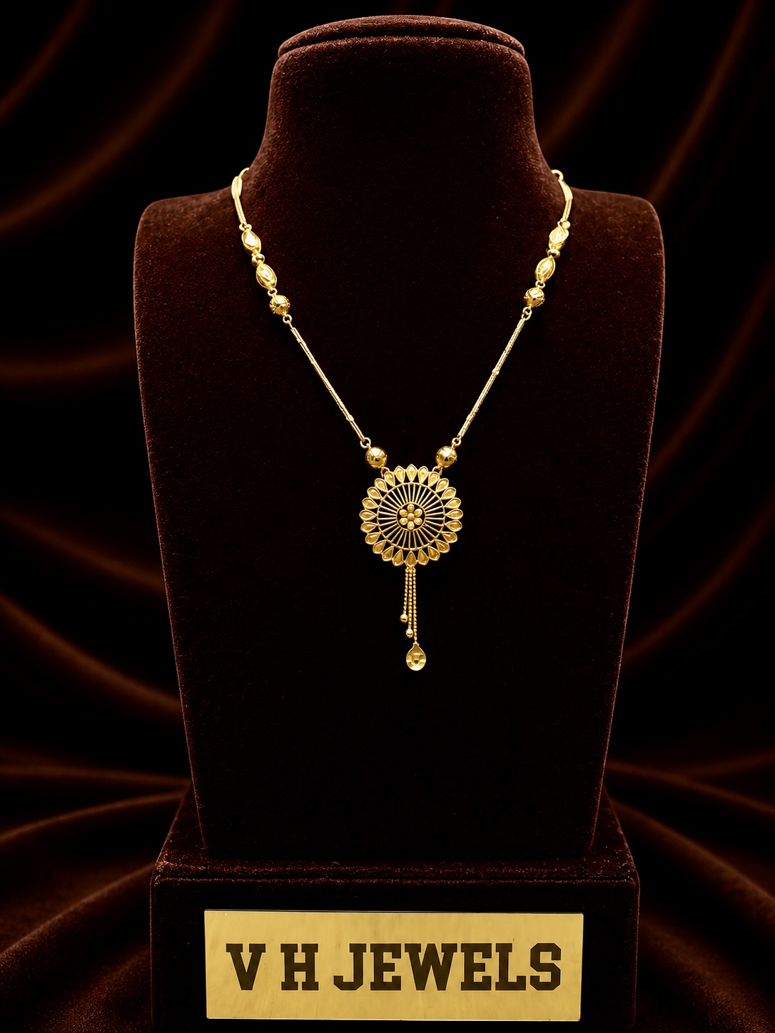 10.340 Gram Paisley 916 Gold Necklace for Women | VH Jewels
