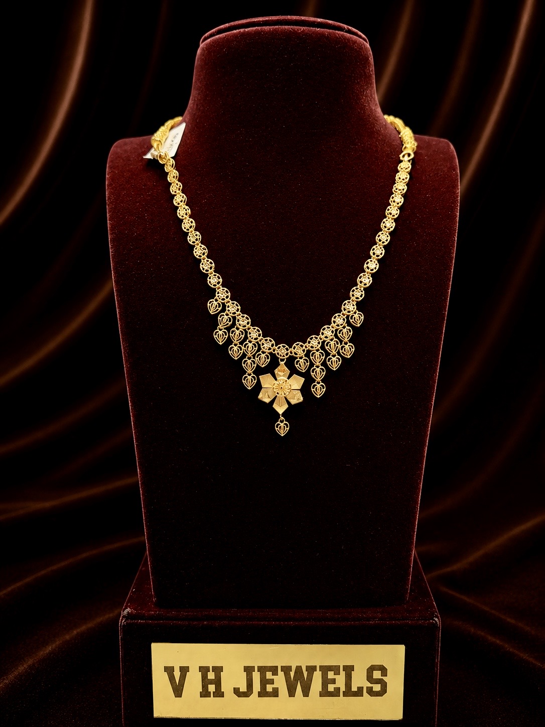 10.370 Gram Filigree 916 Gold Necklace for Women | VH Jewels