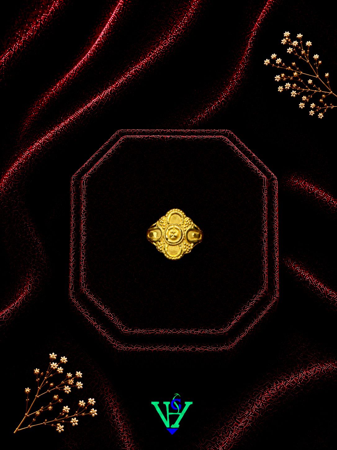 Heart Shape 22K Gold Ring for Women