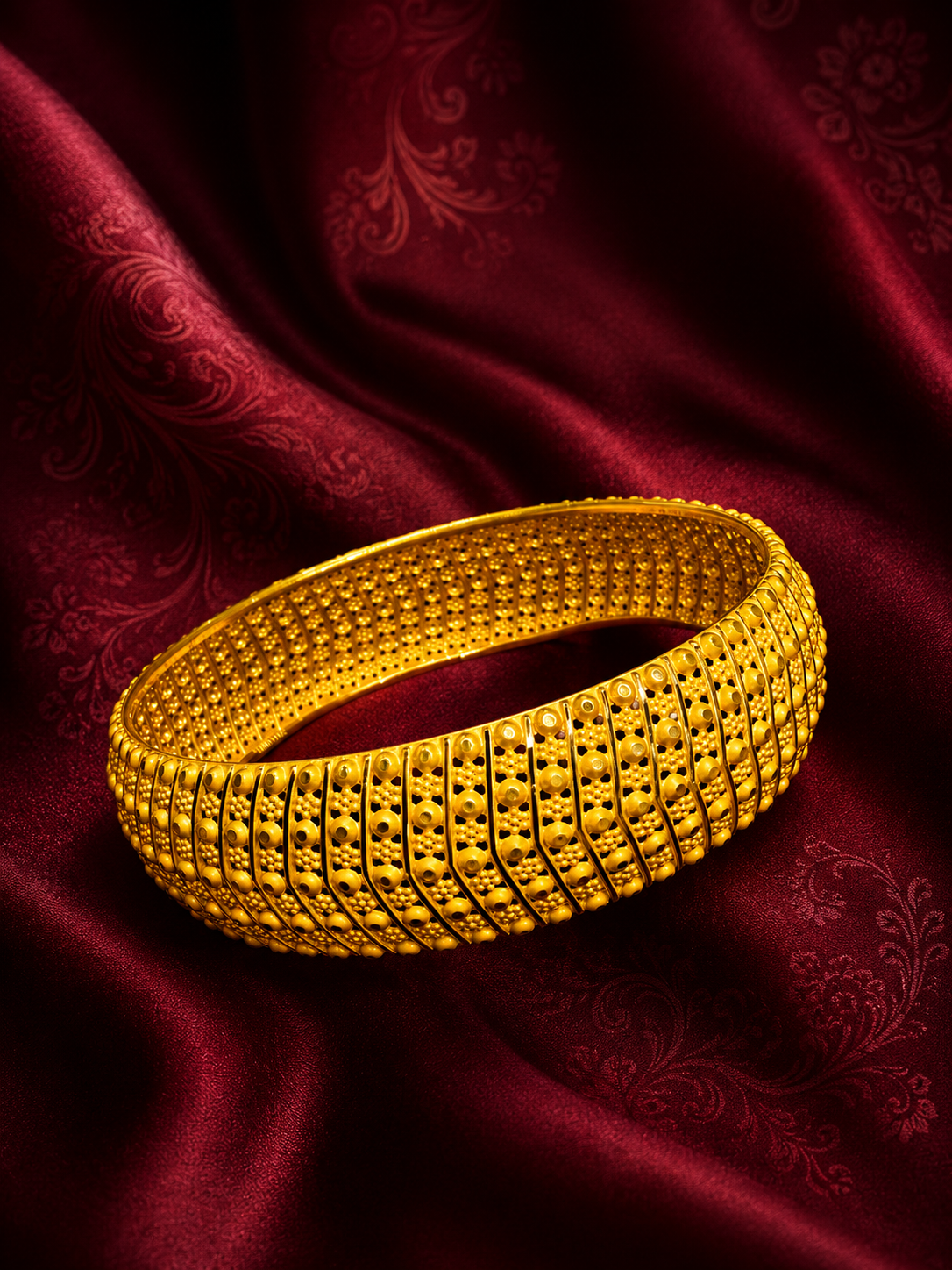 14.650 Gram Premium Textured 916 Gold Bangle for Women | VH Jewels