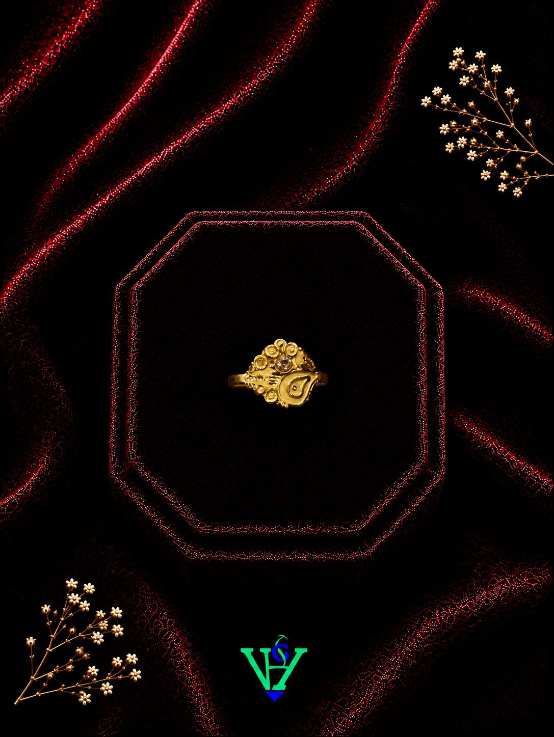 Modern Geometric 916 Gold Ring