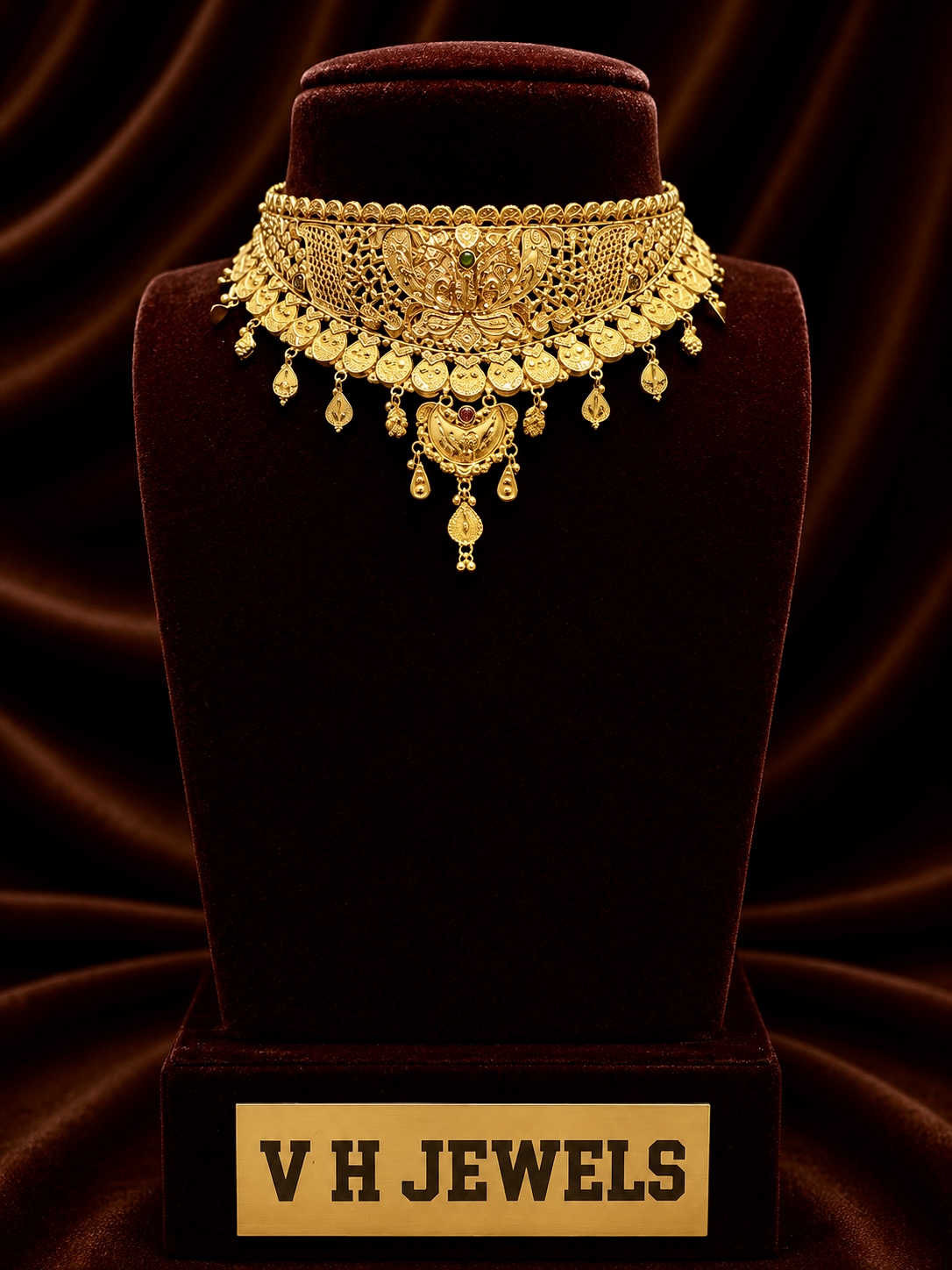 19.440 Gram Bridal Set 916 Gold Necklace for Women | VH Jewels