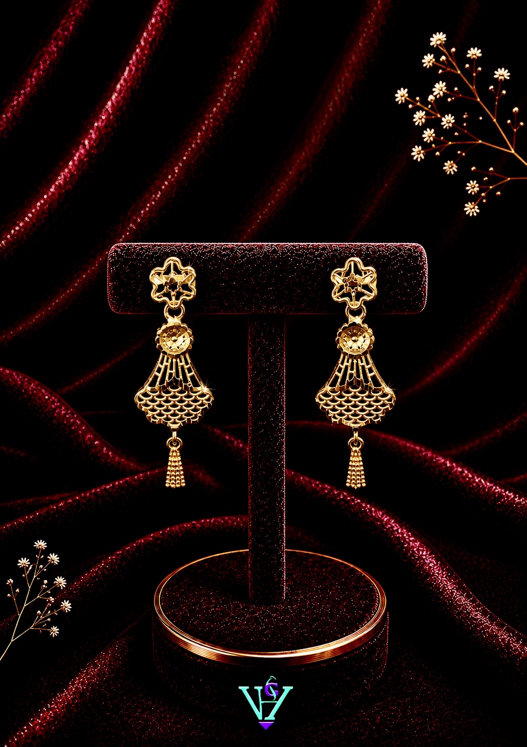 2.540 Gram Modern 916 Gold Earrings for Women | VH Jewels