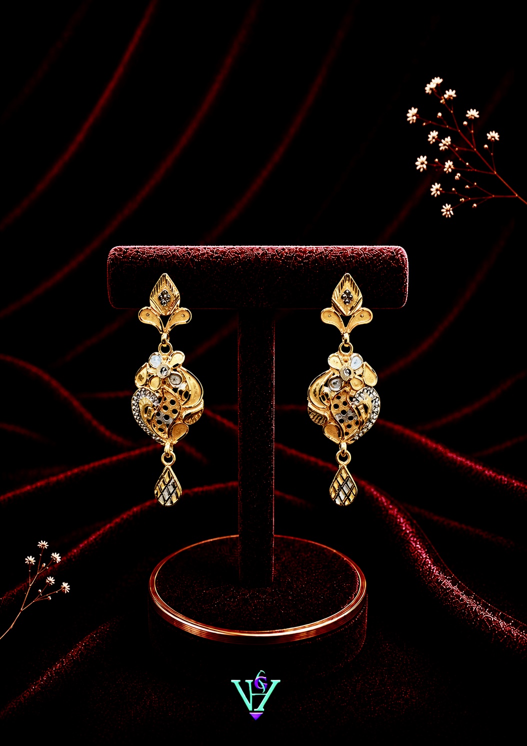 2.840 Gram Charming 916 Gold Earrings for Women | VH Jewels
