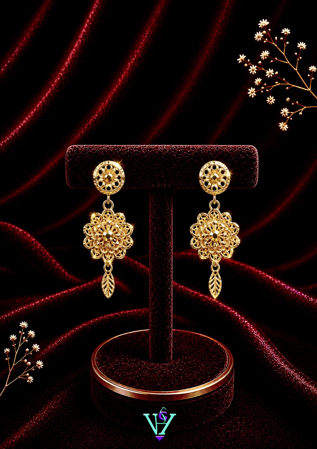 2.870 Gram Minimal 916 Gold Earrings for Women | VH Jewels