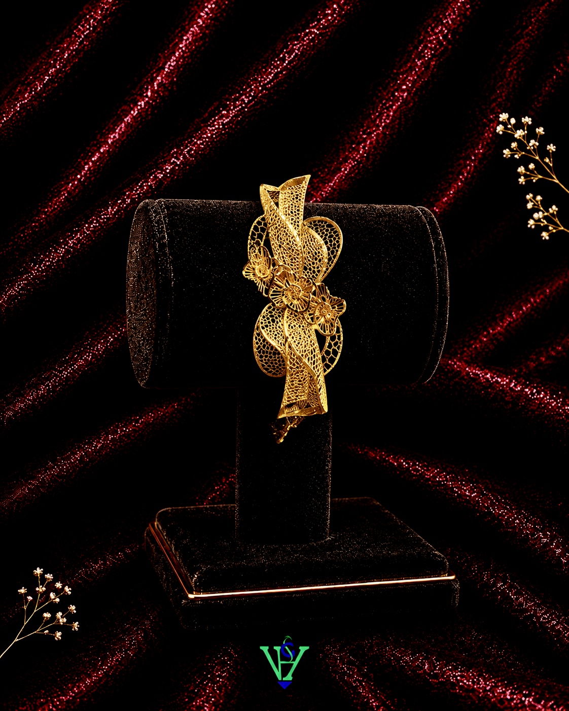 Elegant Leaf Design 916 Gold Bracelet for Women | VH Jewels