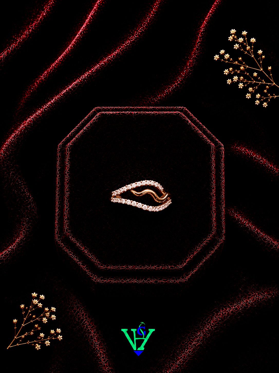 Peacock Inspired 22K Gold Ring