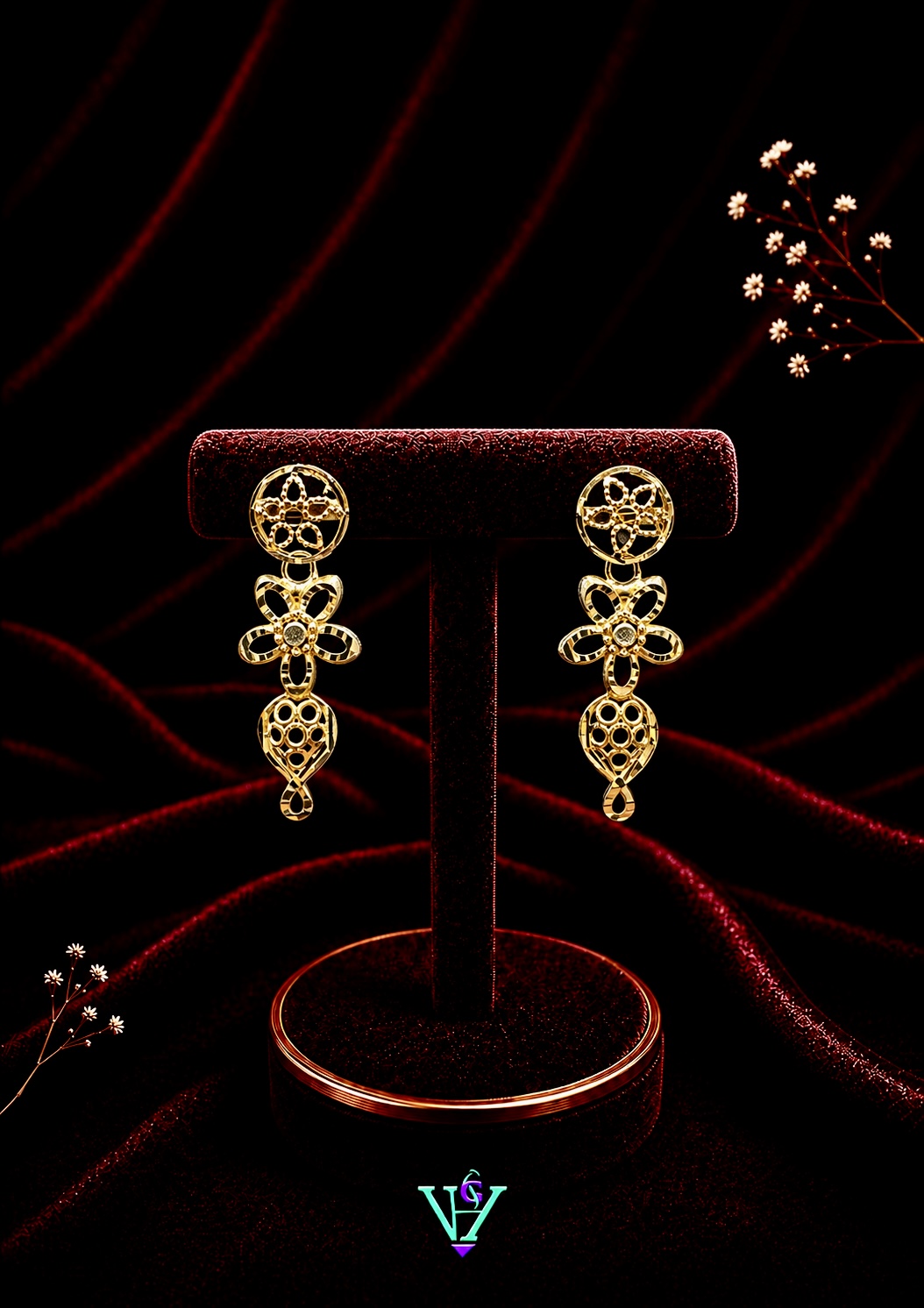 3.210 Gram Heritage 916 Gold Earrings for Women | VH Jewels