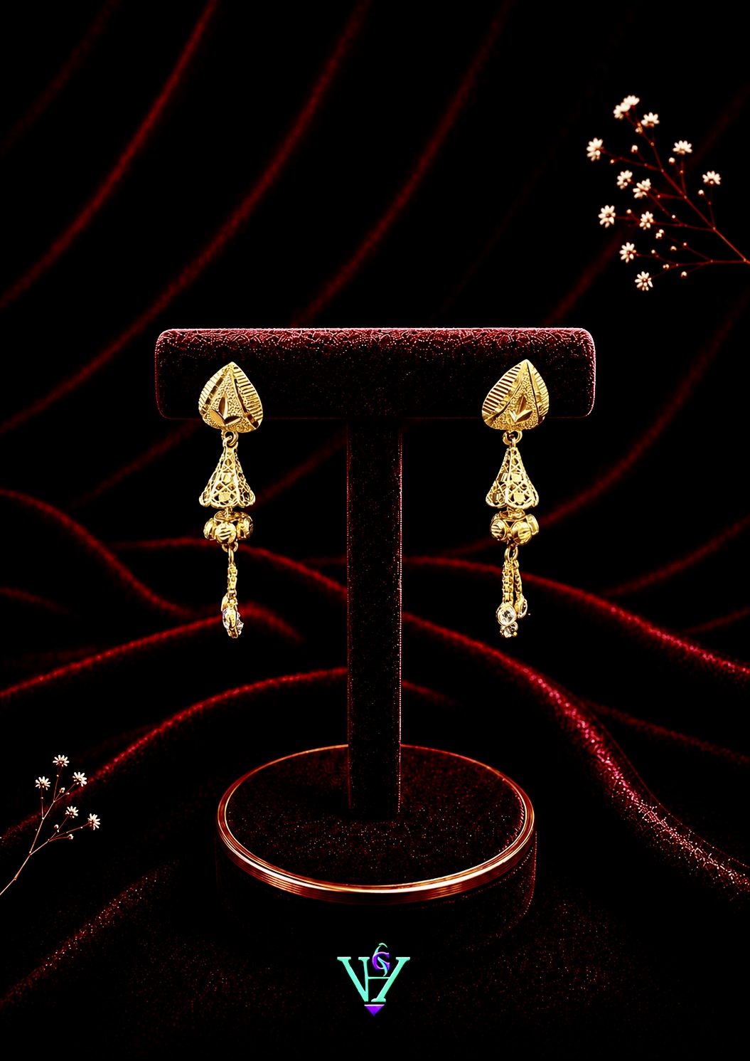 3.330 Gram Traditional Temple 916 Gold Earrings for Women | VH Jewels