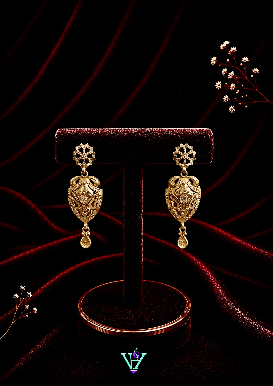 3.720 Gram Festive Jhumka 916 Gold Earrings for Women | VH Jewels
