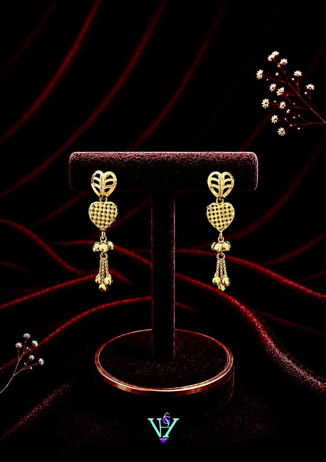 3.770 Gram Modern Chandelier 916 Gold Earrings for Women | VH Jewels