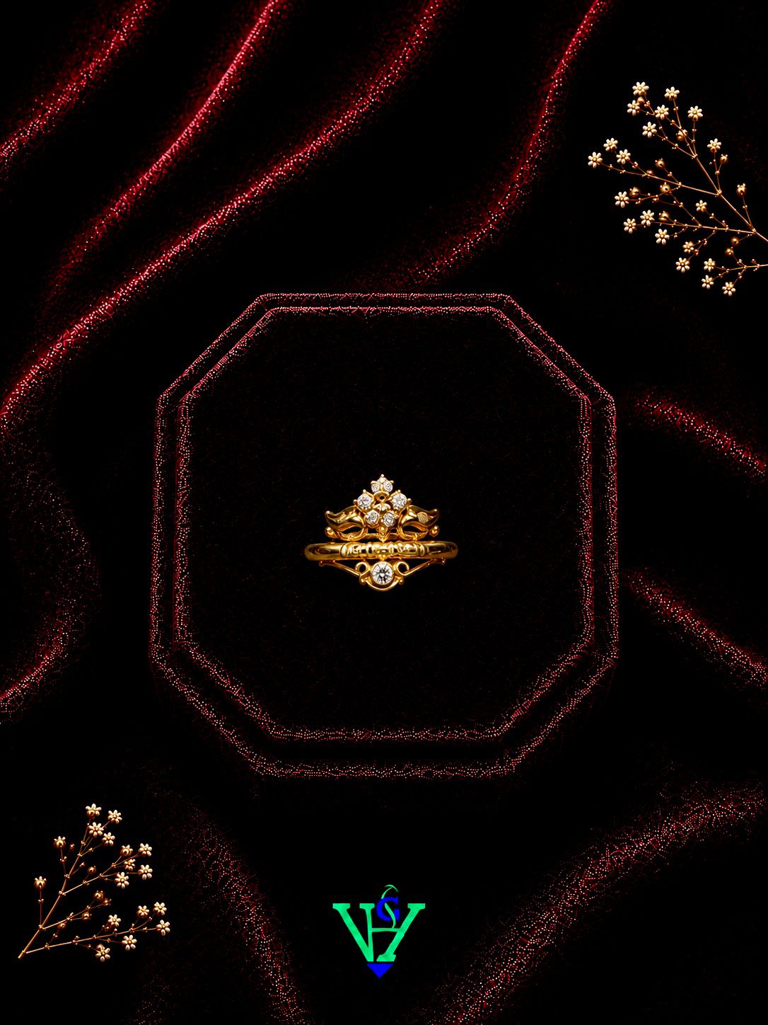 Modern 916 Gold Ring for Women