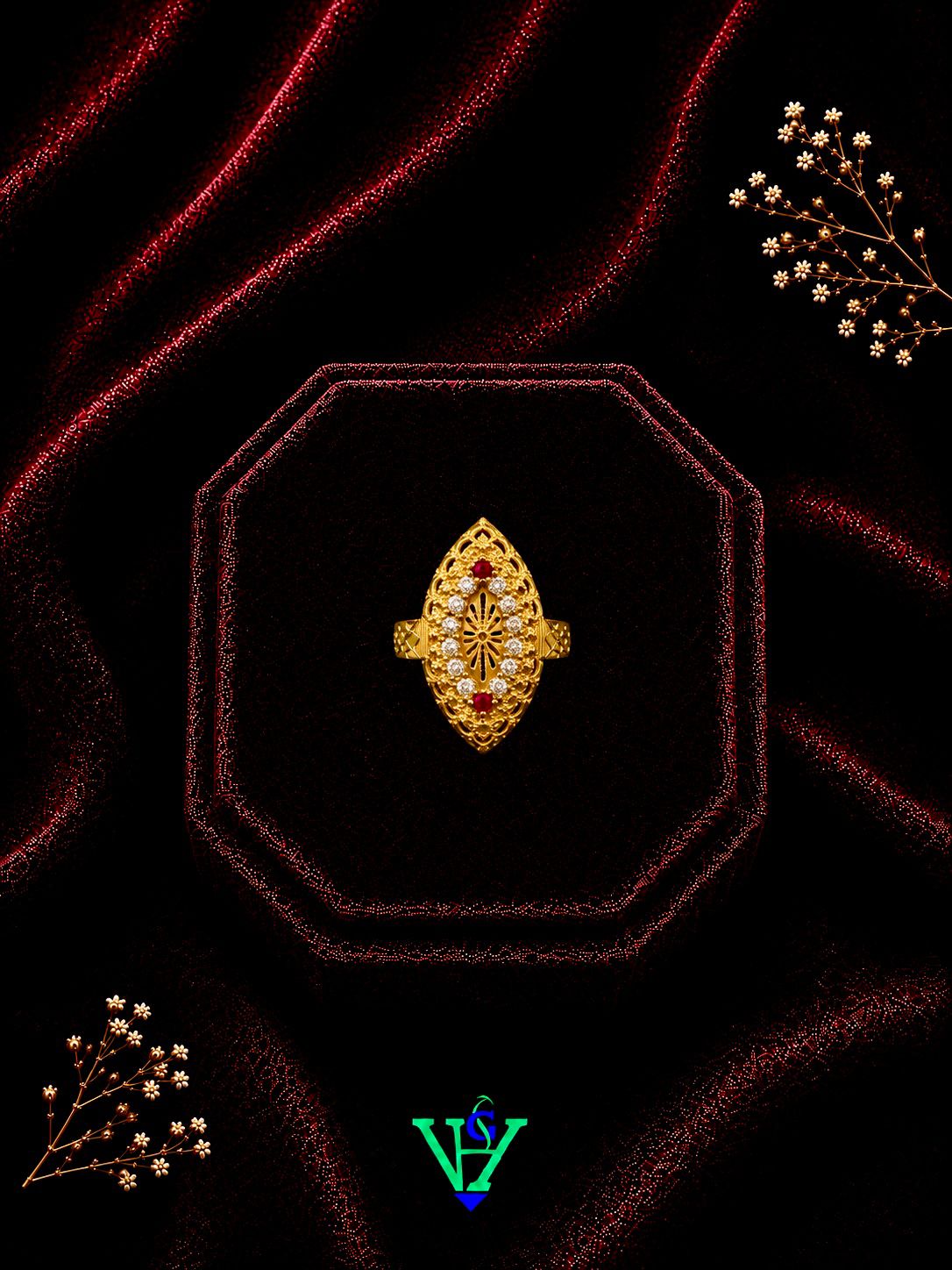 Simple Elegant 916 Gold Ring
