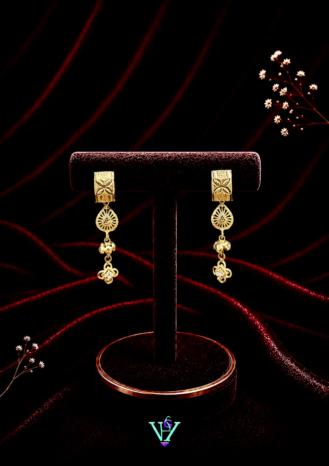 4.090 Gram Statement Bold 916 Gold Earrings for Women | VH Jewels