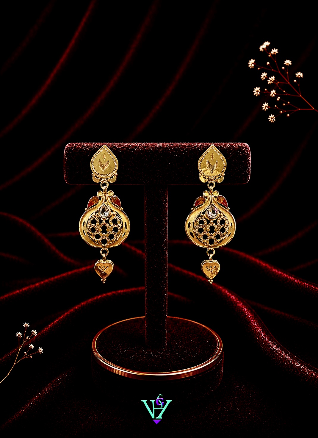 4.310 Gram Charming Ethnic 916 Gold Earrings for Women | VH Jewels