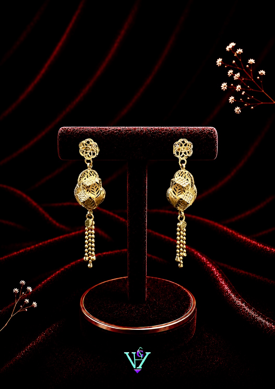 4.740 Gram Fine Artisan 916 Gold Earrings for Women | VH Jewels