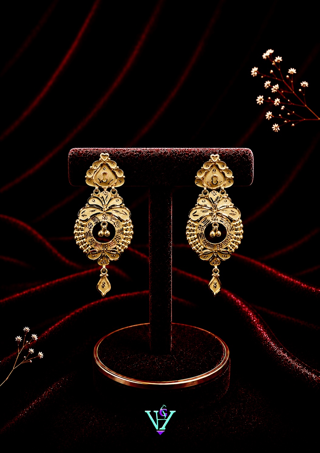 4.890 Gram Grand 916 Gold Earrings for Women | VH Jewels