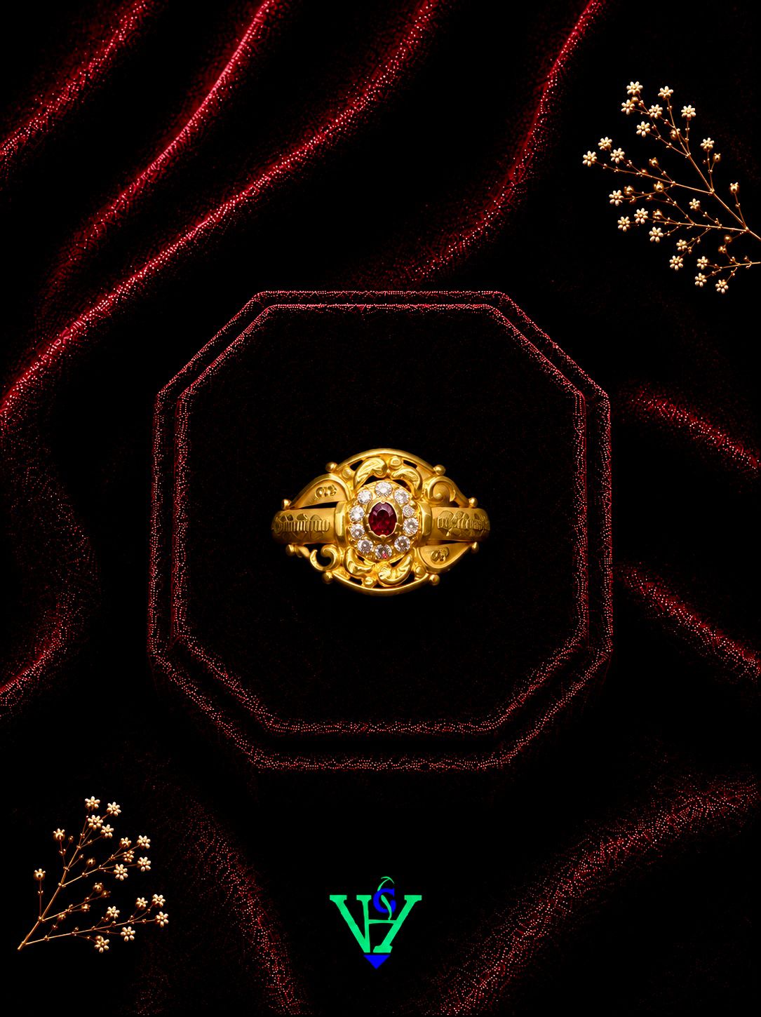 Elegant Antique Touch 22K Gold Ring