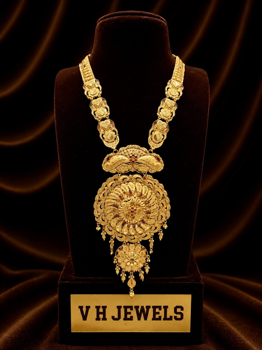 52.490 Gram Royal Heirloom 916 Gold Necklace for Women | VH Jewels