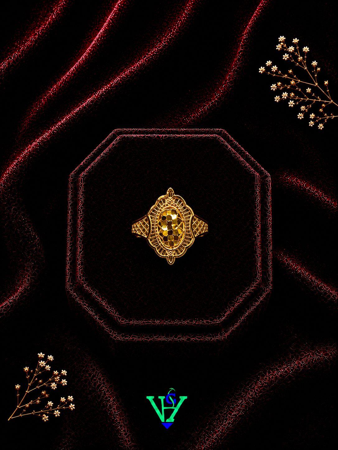 Mens Stylish 22K Gold Ring