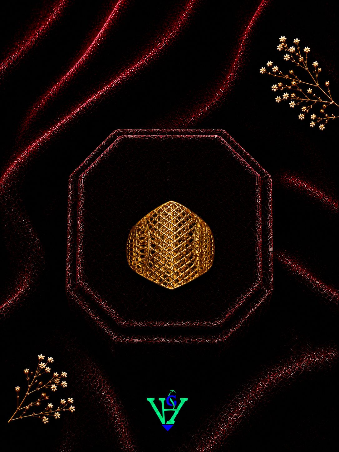 Mens Bold 916 Gold Ring Design