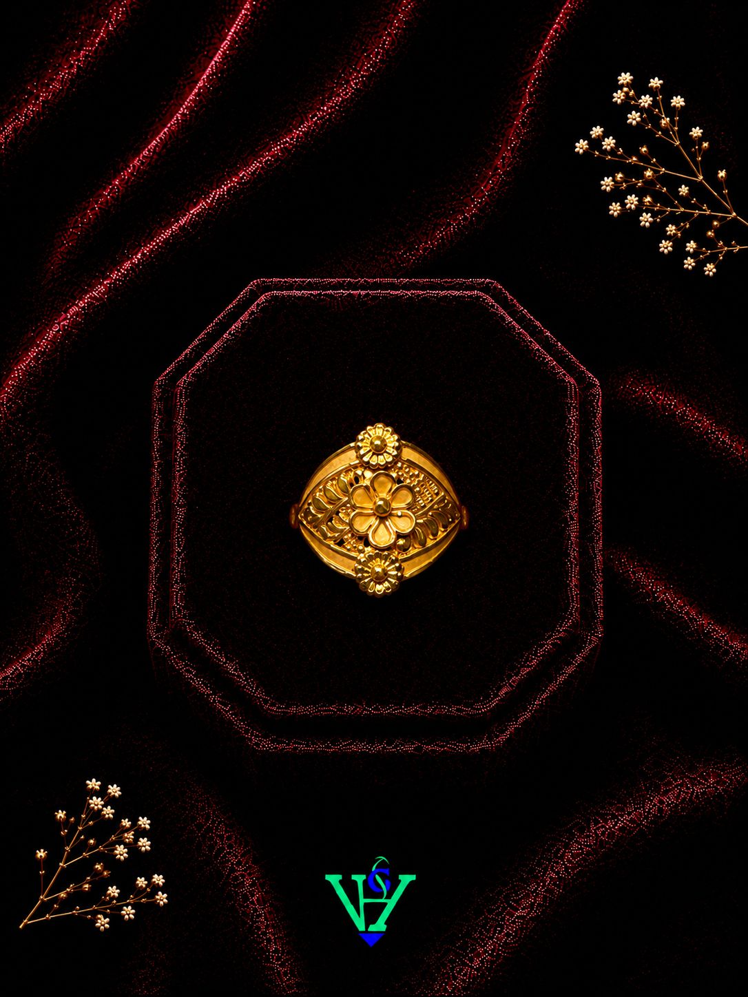 Green Stone Look 916 Gold Ring