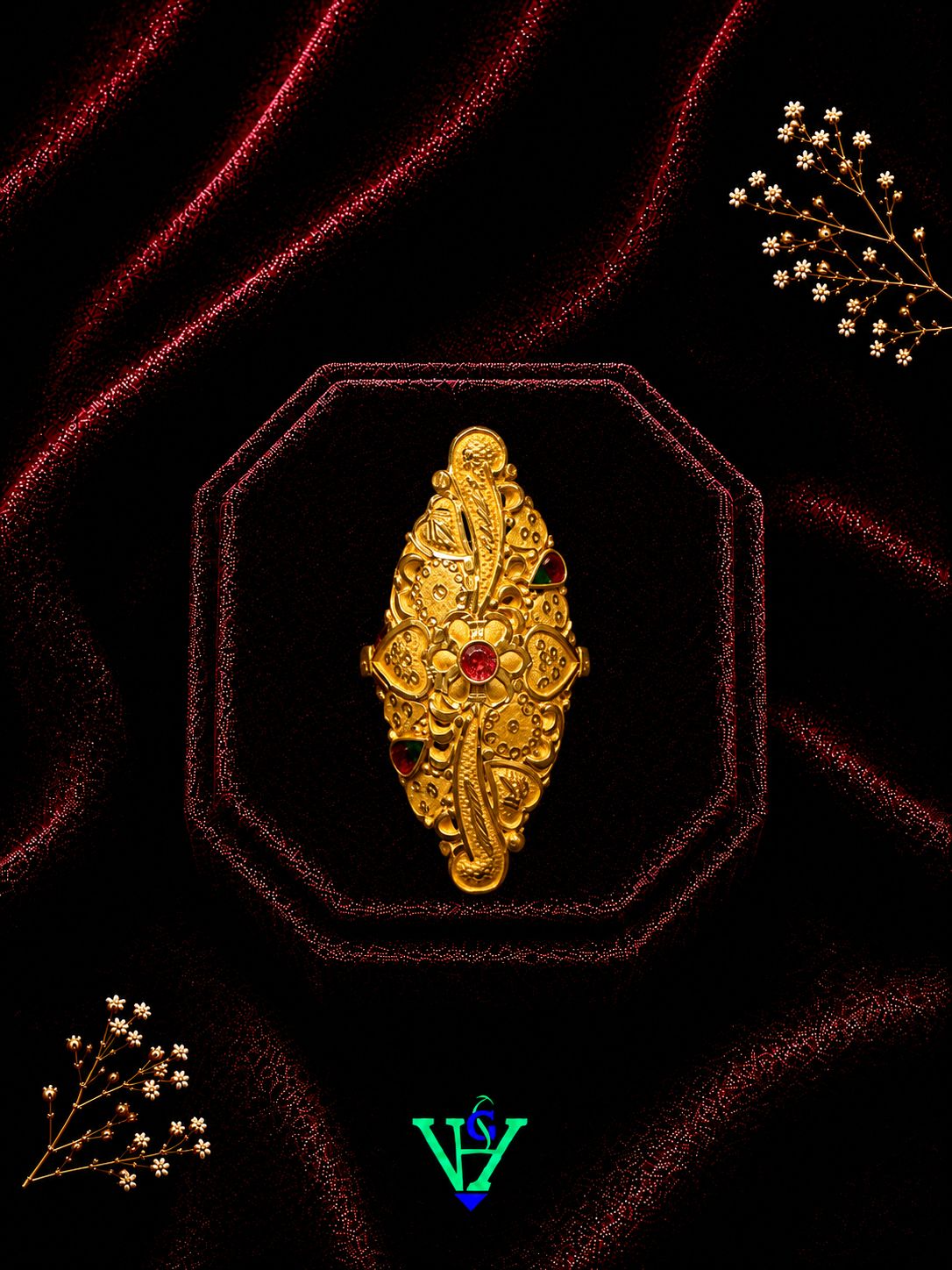 White Stone Look 22K Gold Ring