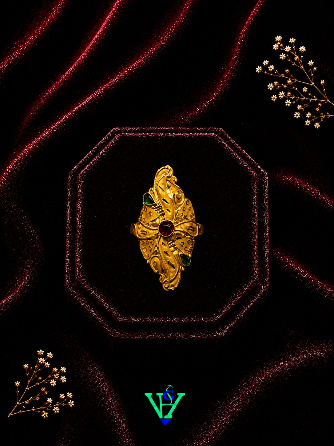 Premium Stone Work 22K Gold Ring