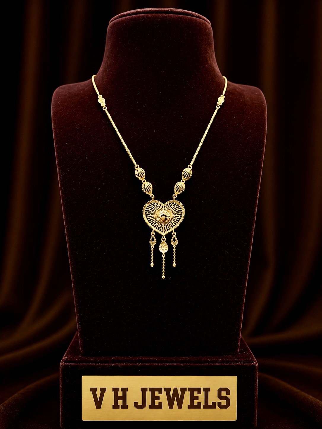 9.160 Gram Temple 916 Gold Necklace for Women | VH Jewels