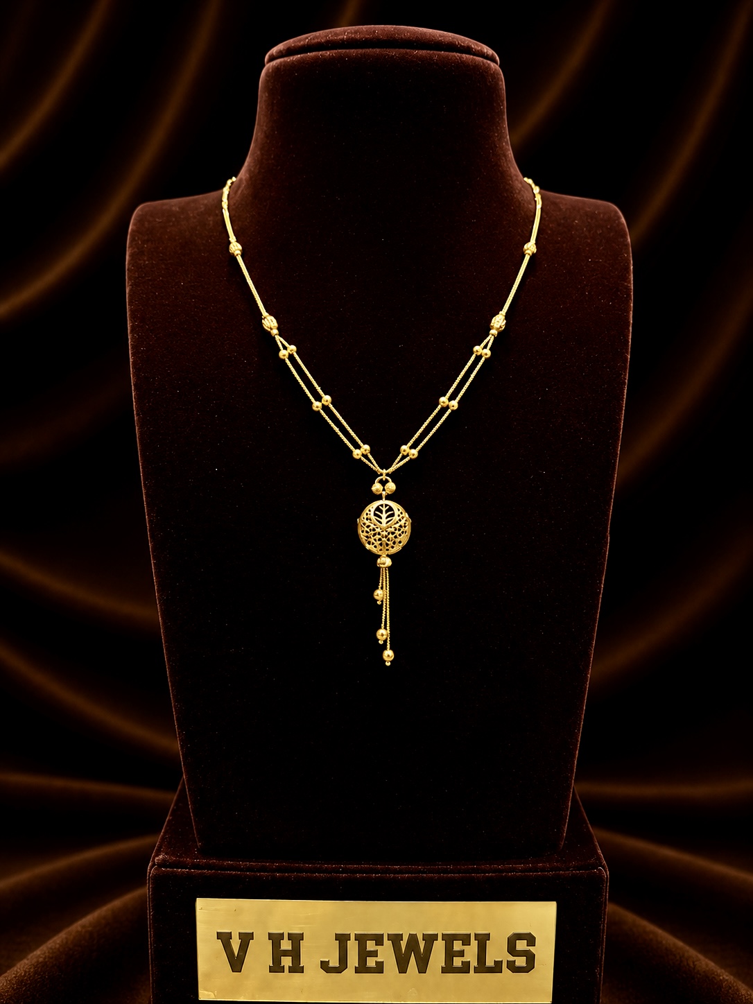 9.160 Gram Ethnic 916 Gold Necklace for Women | VH Jewels