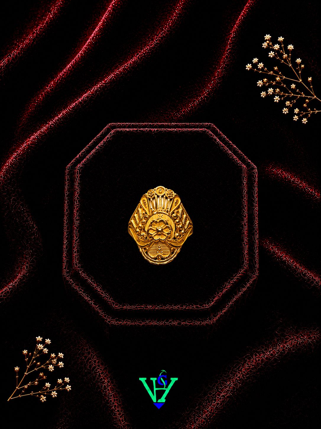 Elegant Stone 916 Gold Ring for Women