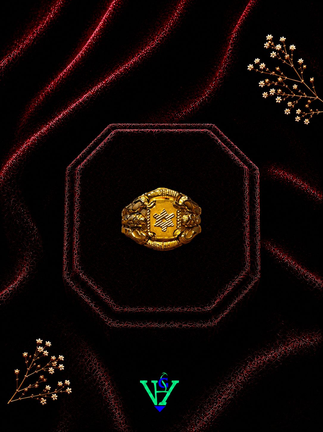 Designer Gift 22K Gold Ring for Her